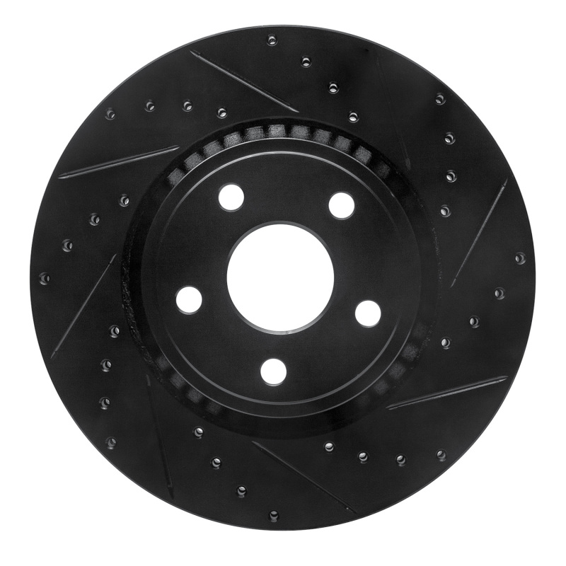Dodge Durango Brake Rotor (1) - Front Right - R1 Concepts - Drilled & Slotted - Black - `11-`25